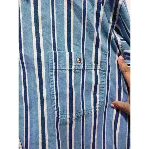 Vintage Impact Brand Striped Denim Long Sleeve Casual Button Down Shirt Men’s XL - Picture 6 of 7